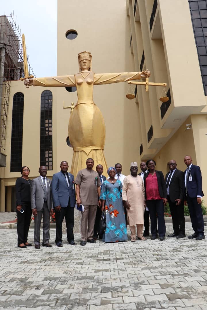 Visit of the members of the Federal Judiciary | Due Process Committee on the 8th of August,  2019 to the NICN permanent site. No.11 New Bussa Close Area3 Garki, Abuja.